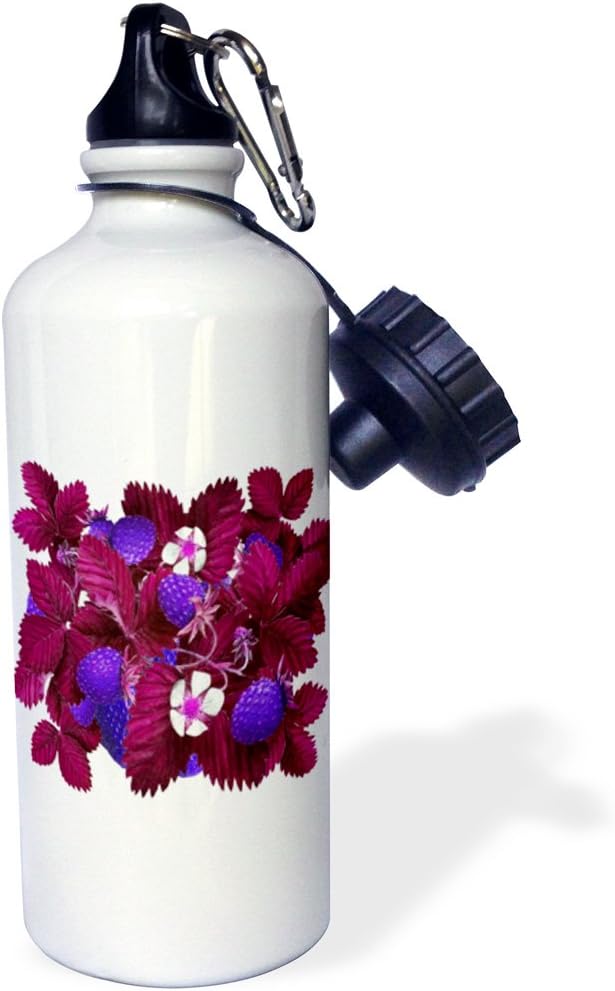 3dRose "Blueberry Festival" Sports Water Bottle, 21 oz, White