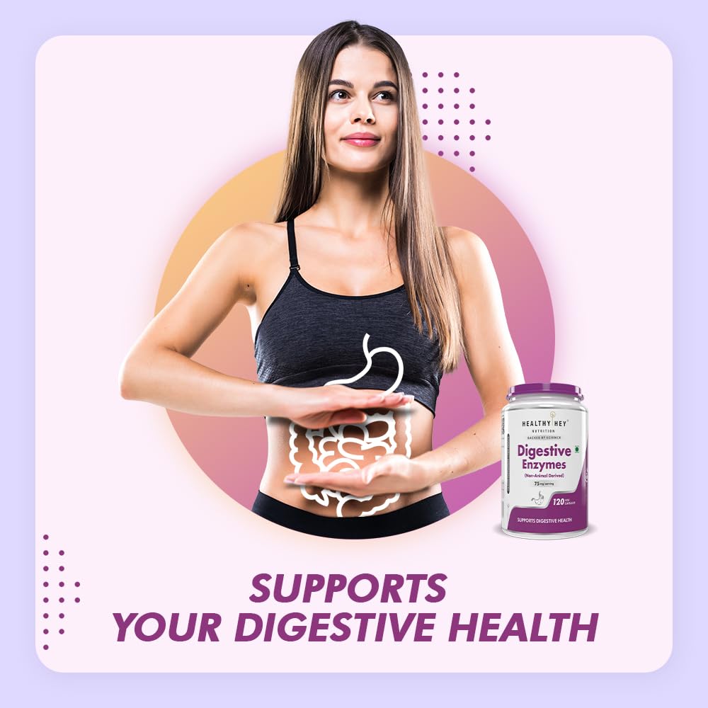 HealthyHey Nutrition Digestive Enzymes Capsules - Amylase, Lipase, Protease, Multi-Enzyme Complex Tablet - 120 Vegetable Capsules 2