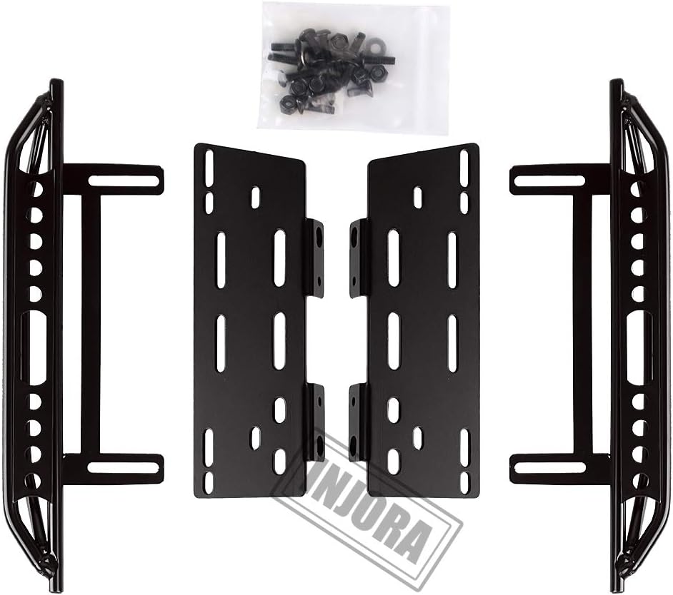 INJORA RC Car Pedals RC Side Board 2pcs RC Steps Plate Rock Sliders for 1:10 RC Crawler Axial SCX10 SCX10 II 90046 (Black)