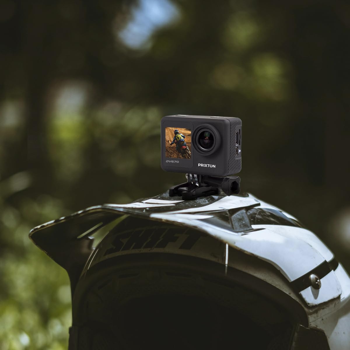 PRIXTON Caméra Sportive Multisport DV670, Caméra Vidéo avec Résolution 4K, Double Écran, WiFi et Application Mobile, Stabilisateur Optique, Étanche