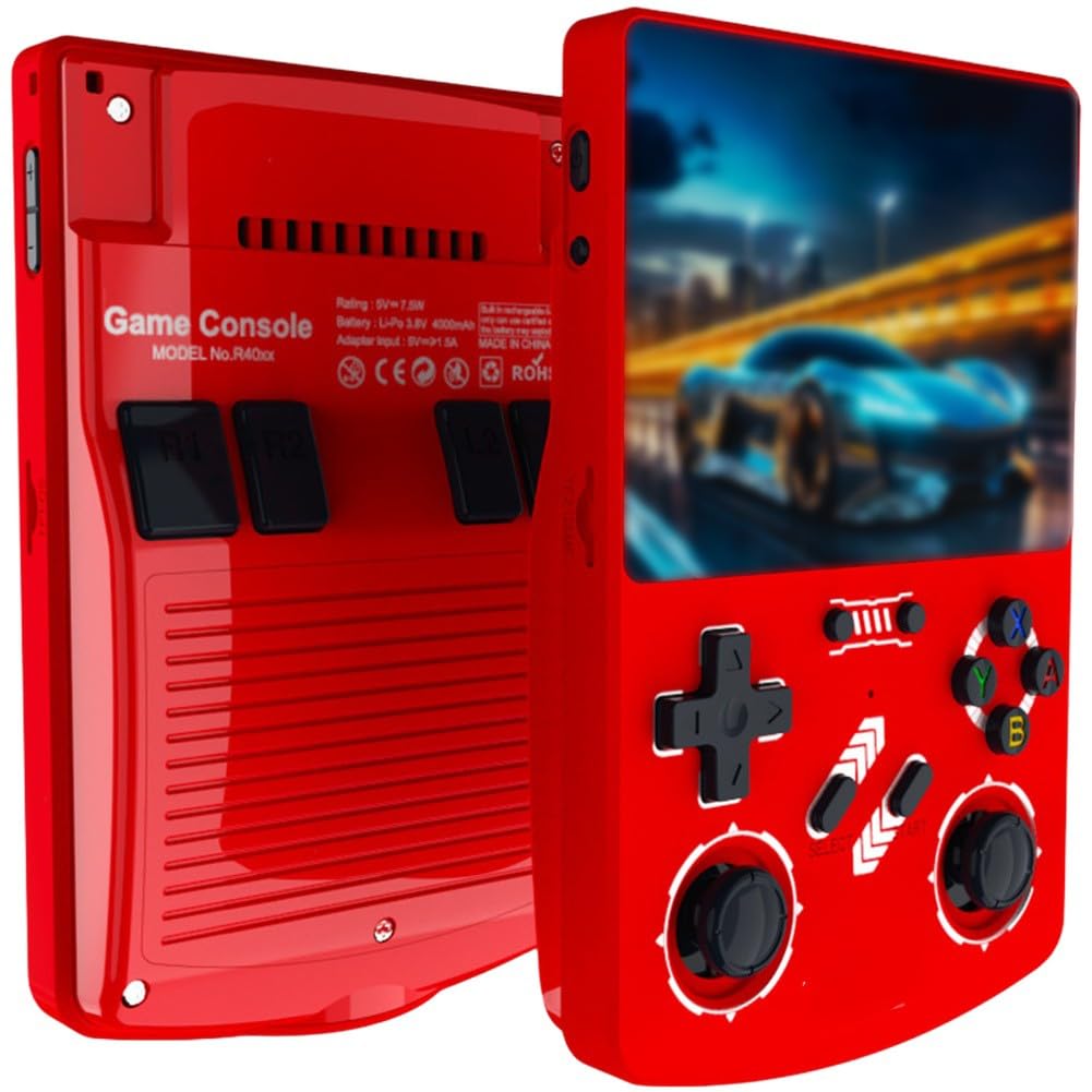 R40XX - Consola de juegos portátil, pantalla de 4.2 pulgadas, para sistema de arcade basado en Linux con soporte para dos jugadores, cuerpo ABS
