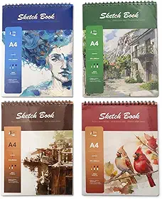 Caderno Sketchbook Desenho Artístico Profissional Esboço A4 Gramatura 160g/m² 24 Folhas Ilustração Papel para Desenho Caderneta Com Espiral Capas Aleatórias Premium