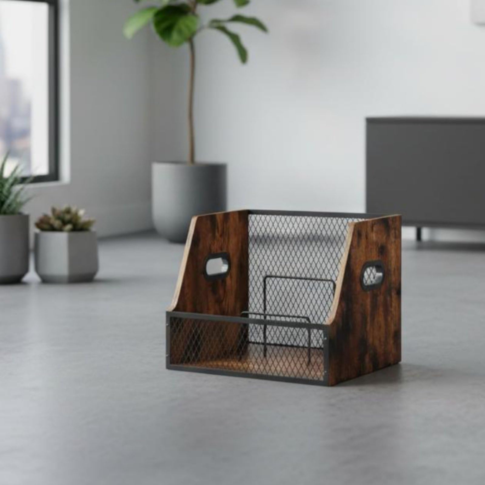 Cassetta Vinili Scatola Cesto Contenitore Supporto Cassetta Porta Dischi Stile Retrò Industriale Come Arredo Struttura Solida in Legno E Ferro Adatta per Soggiorno Spazio di Casa