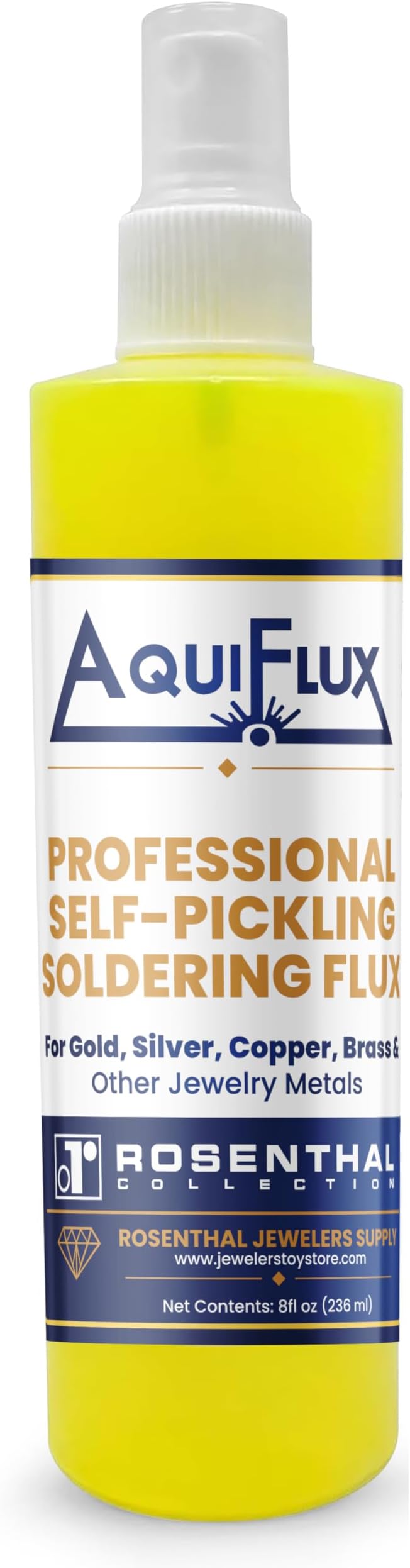Rosenthal Collection – Aquiflux Silver Flux for Soldering Jewelry – Low-Residue, Liquid Handy Flux for Clean Gold & Silver Joints (8 oz.)