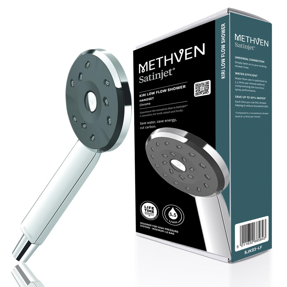 Methven SJK23-LF - "Satinjet Low Flow" Ducha teléfono, cromado (106 mm Dia x 239 L)