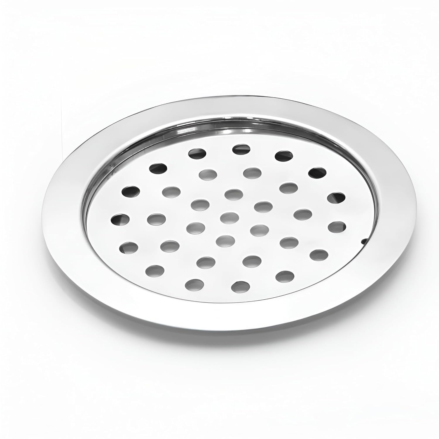New Ware® 202 Stainless Steel Flat Round Locking Floor Jali, Drain Grating-Multi Hole Strainer for Bathroom-Kitchen