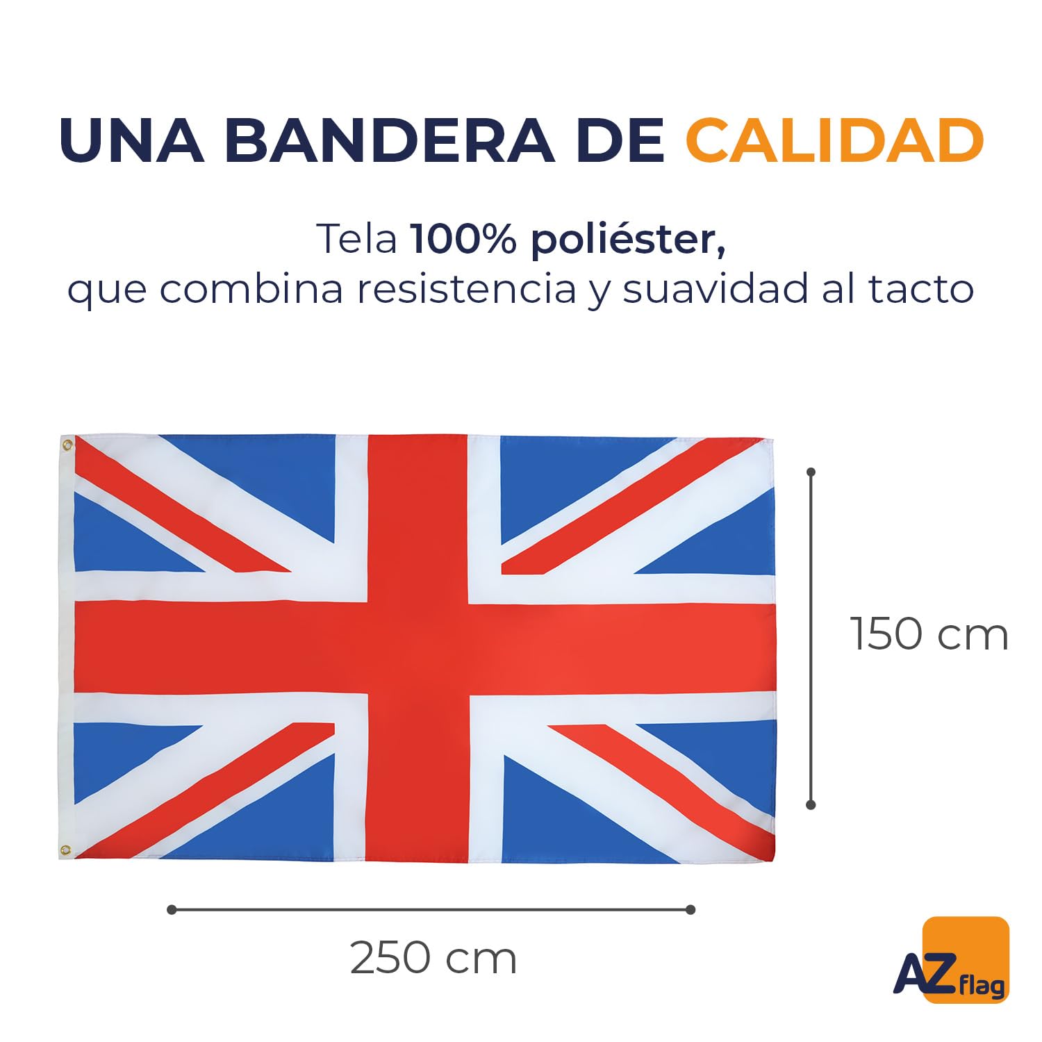 AZ FLAG - Bandera Reino Unido - 250x150 cm - Gran Bandera Inglesa -  Britanica – Uk 100% Poliéster Con Ojales de Metal integrados - 300g -  Colores Vivos Y Resistente A La Decoloración: Amazon.es: Jardín