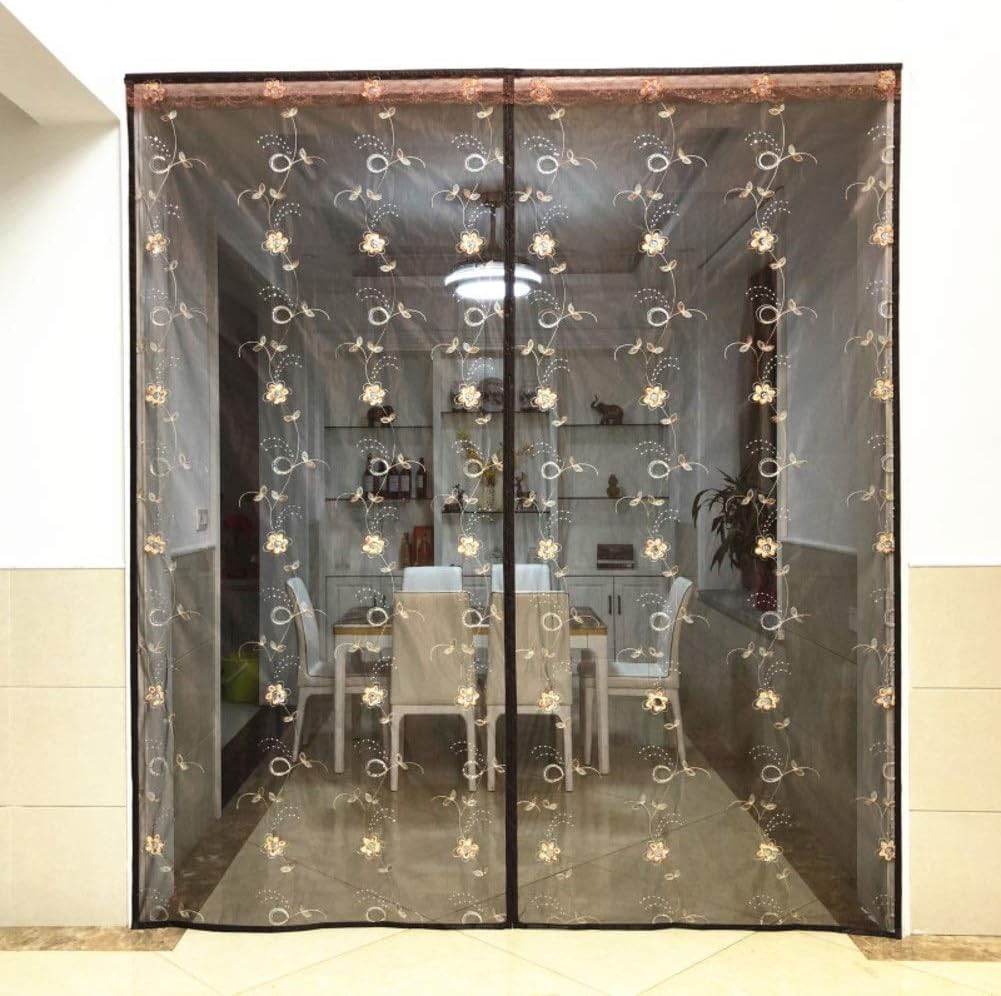 Magnetic Mesh Screen Door, Durable Fiberglass Fly Curtains Full Frame Vercal Hook & Loop Fits Hand-Free French Door-g 180x220cm(71x87in) (Color : G, Size : 180x220cm(71x87in))