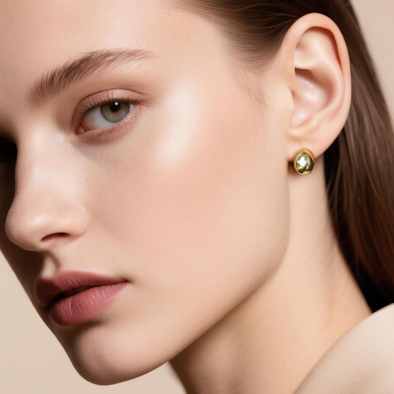 14K Gold Earrings for Women Trendy, Small Gold Plated Earrings Post Cubic Zirconia, Dainty Jewelry Gifts for Women, Lightweight Hypoallergenic Gold Earring - Image 3