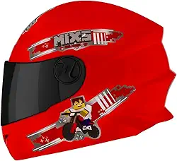 Capacete Mixs Start Infantil Blocks Viseira Fume Vermelho 54