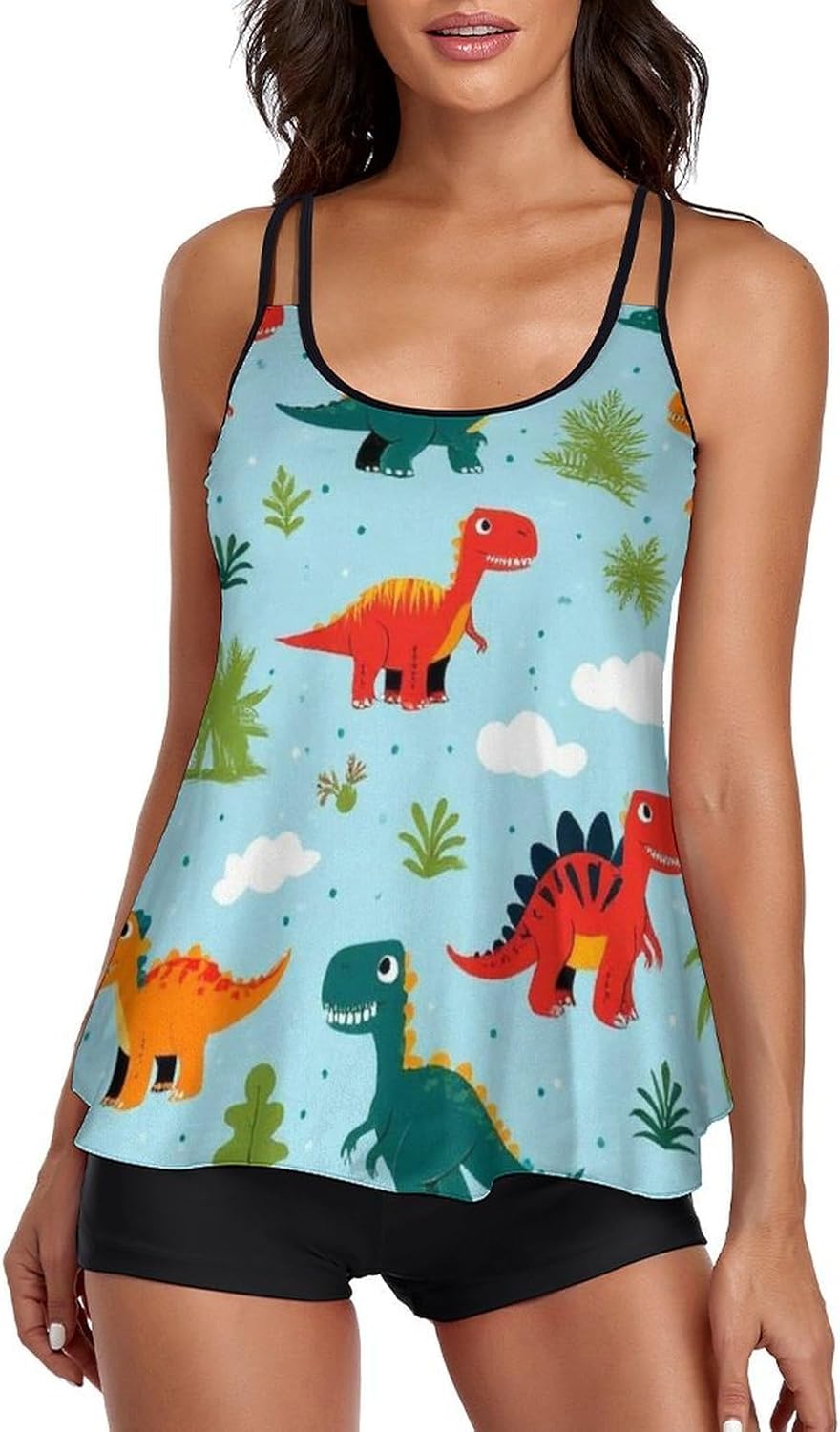 Women's Fashion Swimsuits Tummy Control Tankini Sets Two Piece Swimwear