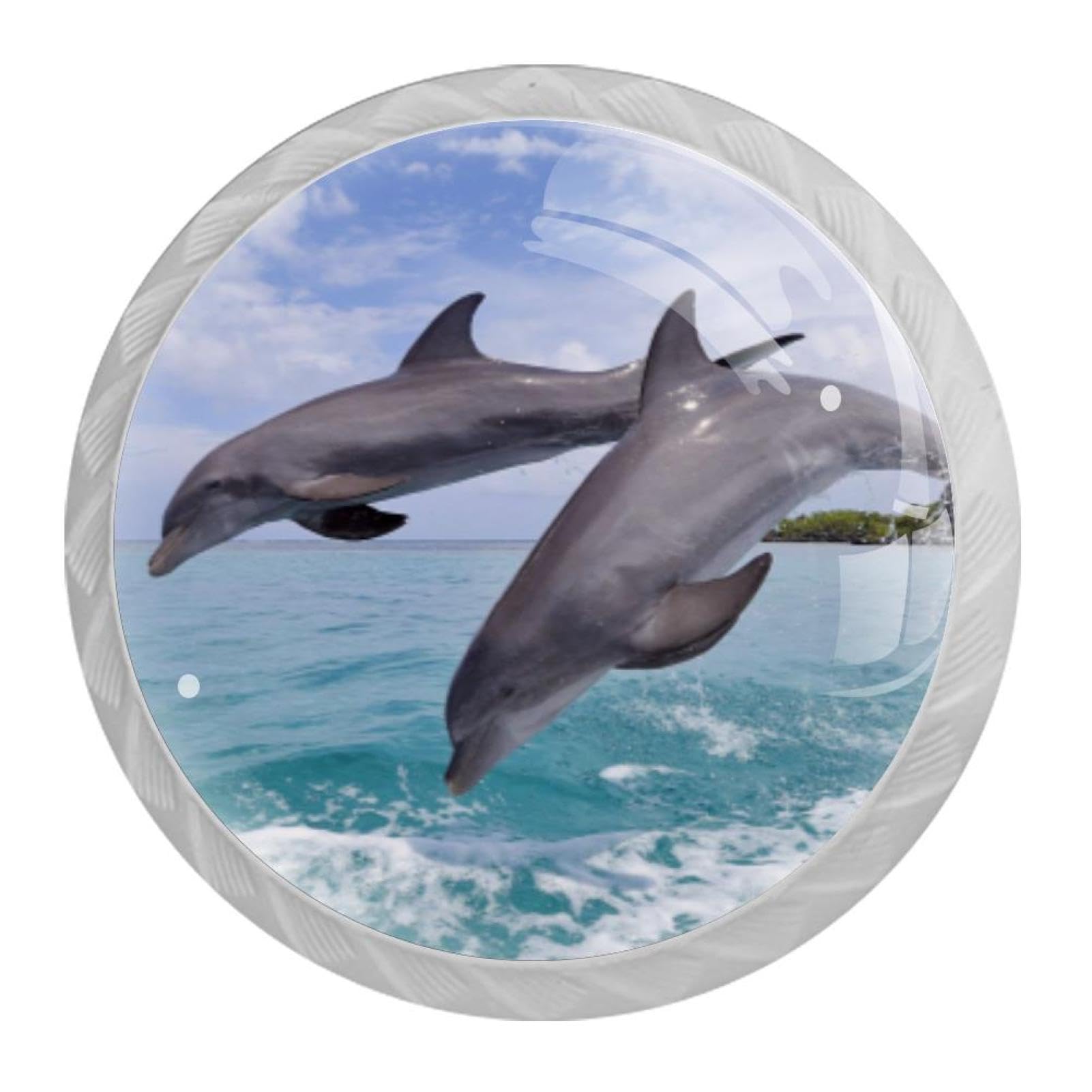 Tqmspg Multi02 4 Pieces Drawer Pulls Dolphins Jumping Door Knobs Dresser Handles For Kitchen Wardrobe Cupboard Hardware Furniture