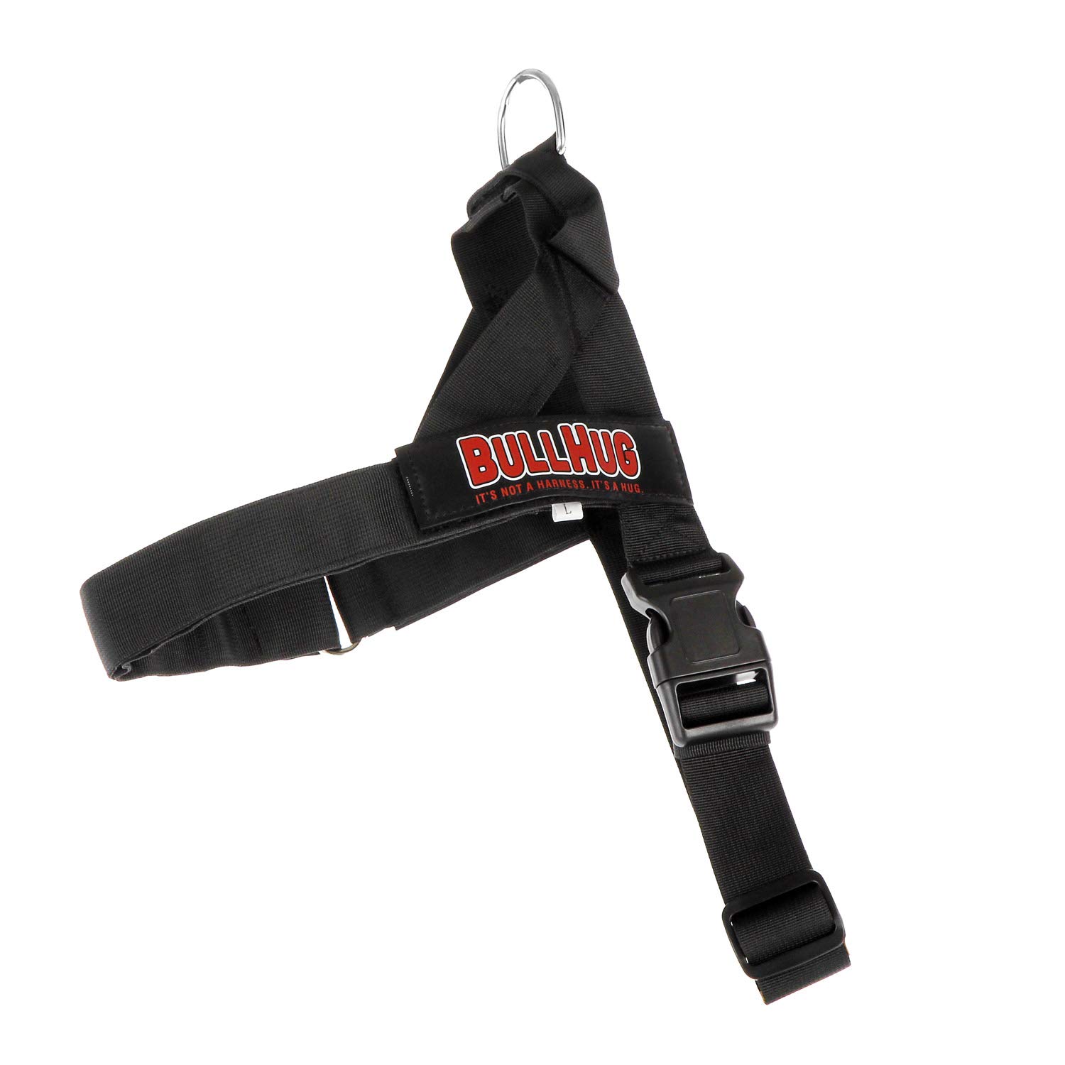 BULLHUG Arnés ajustable para perro, sin tirones, sin estrangulamiento, para bulldogs ingleses, bulldogs franceses, pugs y razas de pecho ancho, paseos fáciles y seguros (negro, mediano)