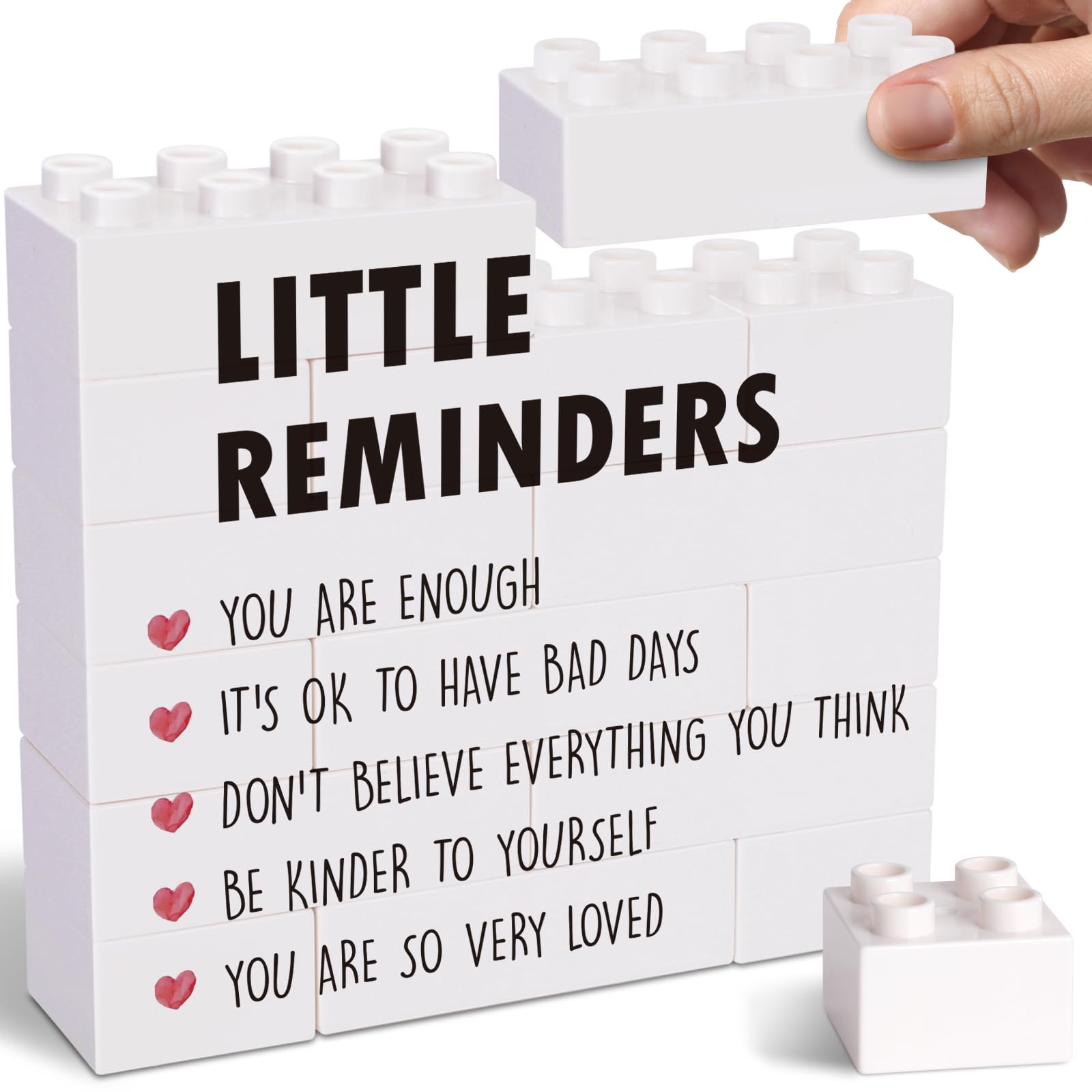 Motivational Desk Decor Positivity Gifts with Inspirational Quotes - You are Enough Daily Positive Affirmations Little Reminders Sign for Office Cubicle Decorations for Women Pink Desk Accessories