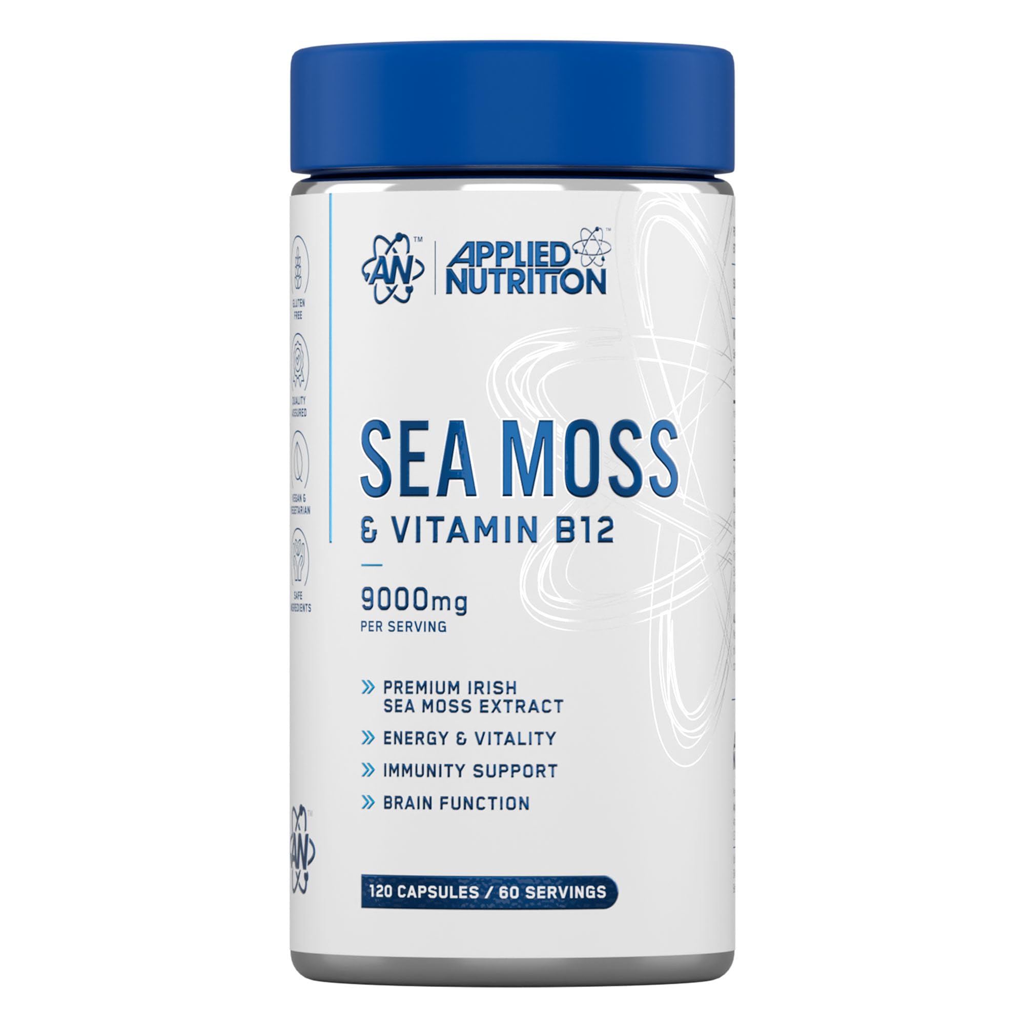 Applied Nutrition Red Sea Moss + Vitamin B12 Daily Wellness Support Vegan Capsules - 120 Capsules