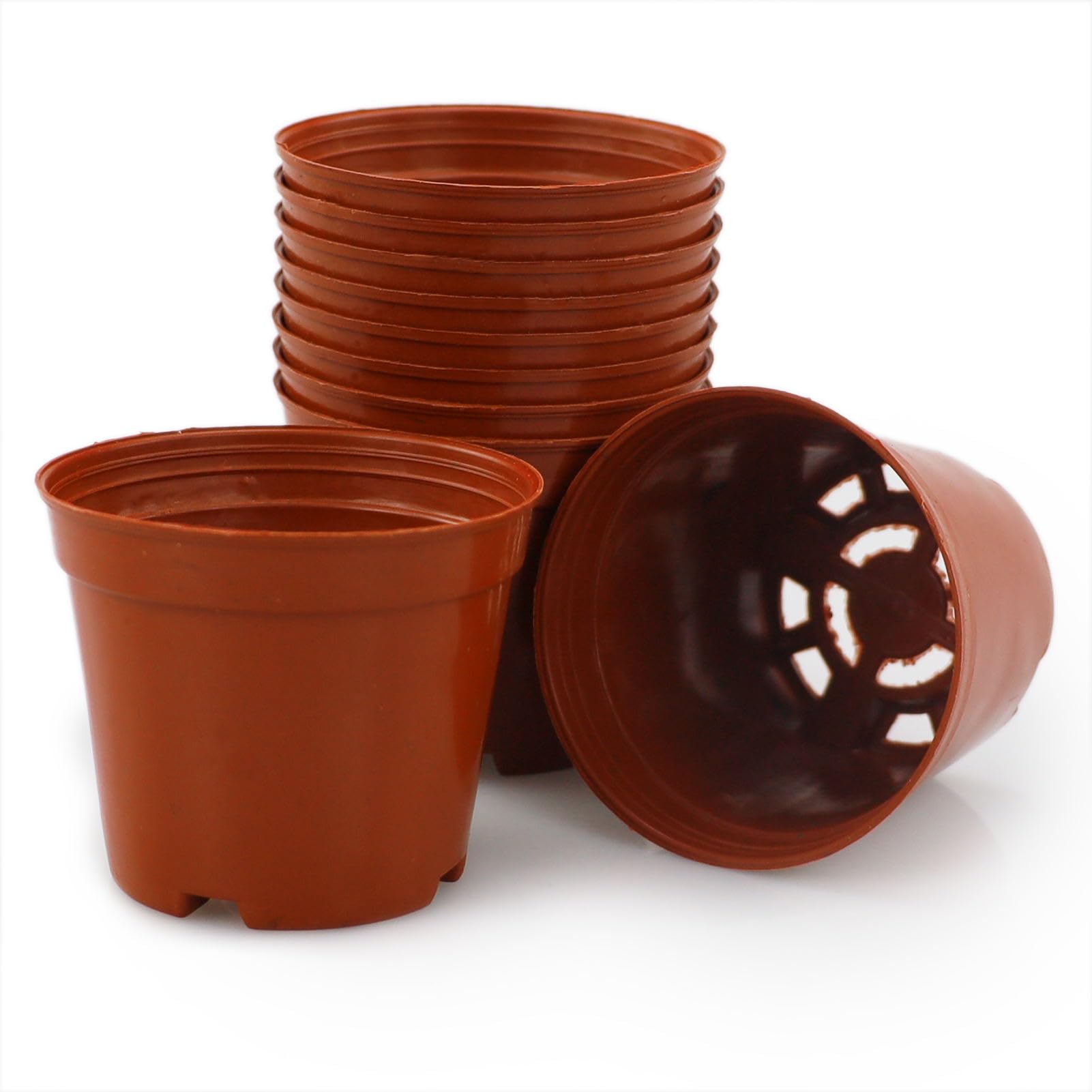 Maoqye Red 10Pcs 6Cm Plastic Plant Nursery Pots，,Seed Starting Pot Flower Plant Container For Fruit, Vegetable, Plant, Succulents, Seedlings, Cuttings, Transplanting