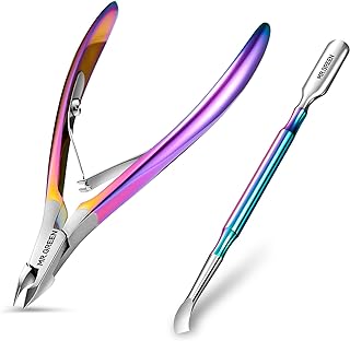 Cuticle Trimmer with Cuticle Pusher,Cuticle Nipper Professional Stainless Steel Cuticle Cutter,Sharp Durable Pedicure Manicure Tools for Fingernails and Toenails