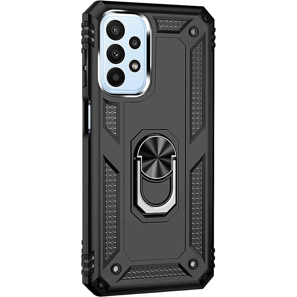 SaharaCase Military Kickstand Series Case Cover for Samsung Galaxy A23 5G (2022) - Holder/Kickstand/Belt Clip - Rugged Protection Anti-Slip Grip Slim Fit (Black)