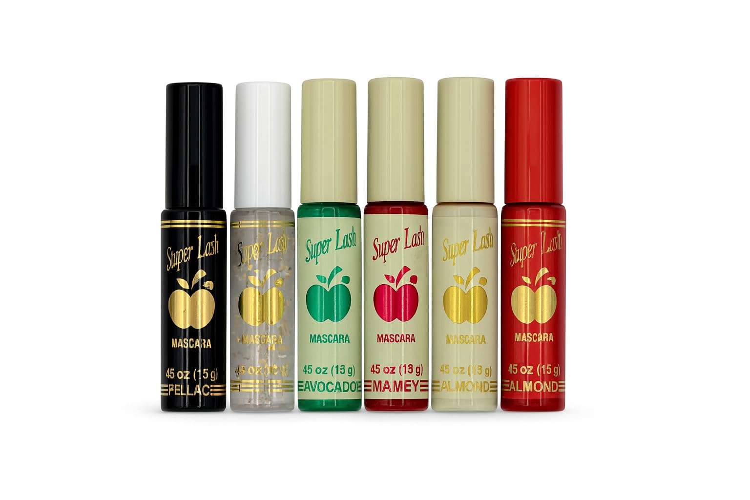 By Apple Super Lash Mascara Bundle Mexican Mascara Bold and Durable Eye Makeup, Lengthens Lashes, Boosts Organic Growth, Enhances Volume - Pack of 5 Black and 1 Clear