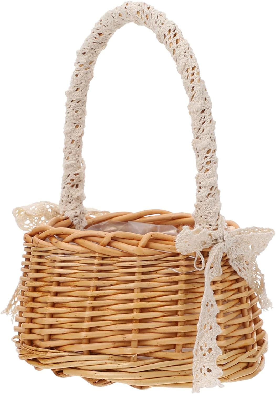 ABOOFAN 4pcs Rattan Wicker Basket Lid Garden Decor Woven Handle Storage Basket