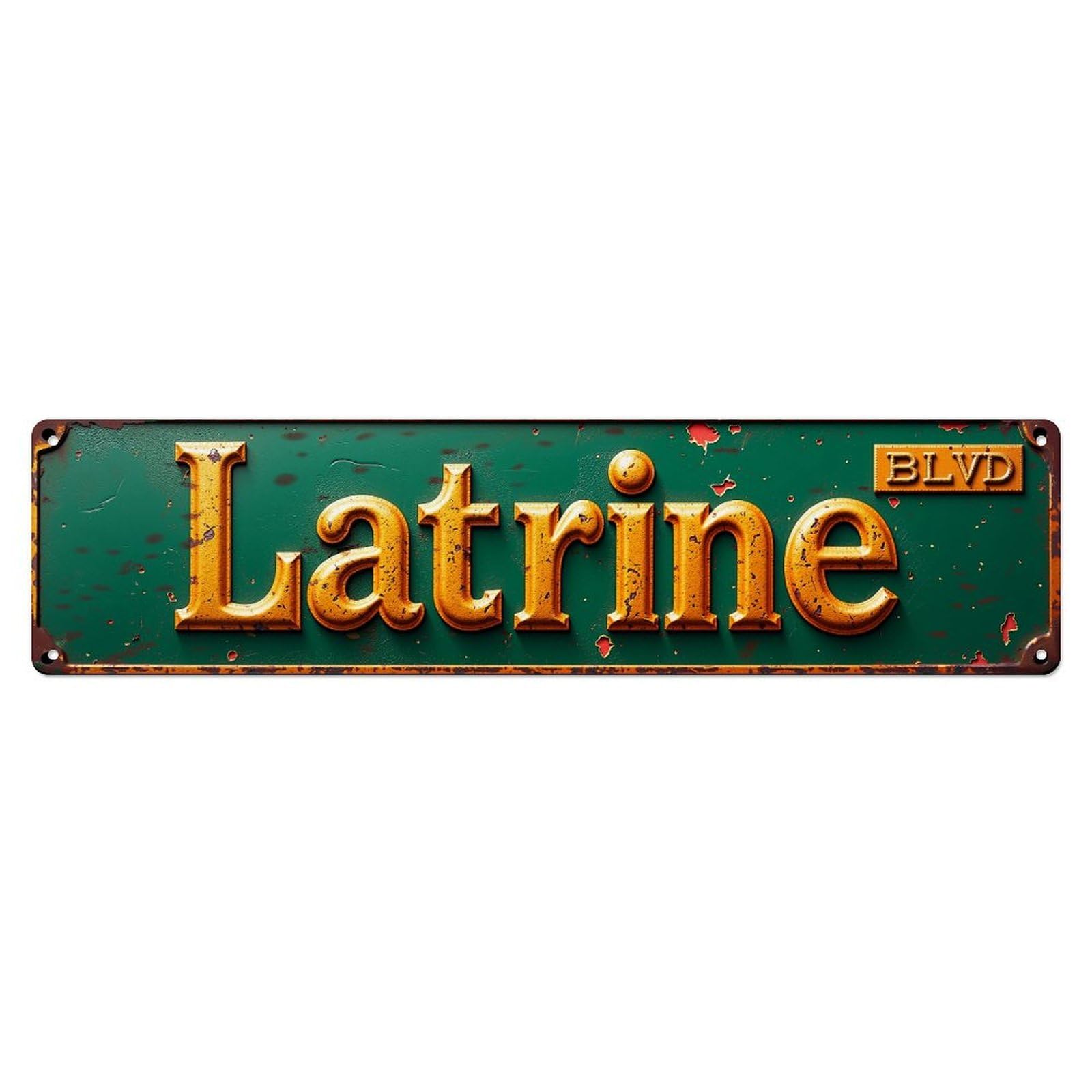 Latrine Blvd Vintage Street Sign Vintage Metal Tin Sign Retro Wall Decor for Home Bar Garage Cafe, Indoor & Outdoor Decorative Metal Poster, 4x16 Inch