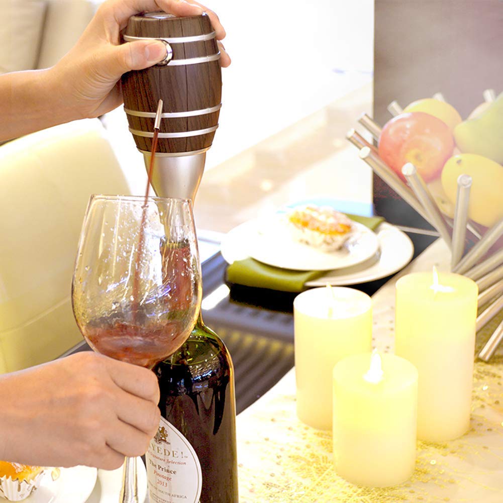 Aérateur de Carafe à vin électrique, Forme de tonneau de vin créatif, Bec verseur de vin, Distributeur de vin à Une Touche, pour Mariage/Anniversaire/fête/Noël