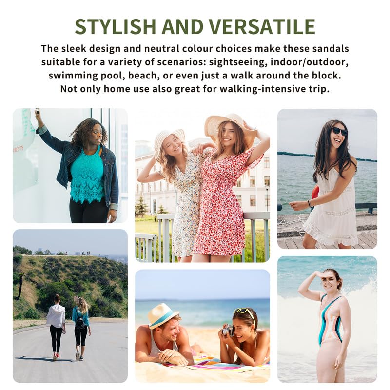 Maxome Sandalias ortopédicas para caminar para mujer, con soporte de arco, zapatos de verano para mujer, plataforma de gradación de cuña, informales, cómodas, lavables, zapatos de playa