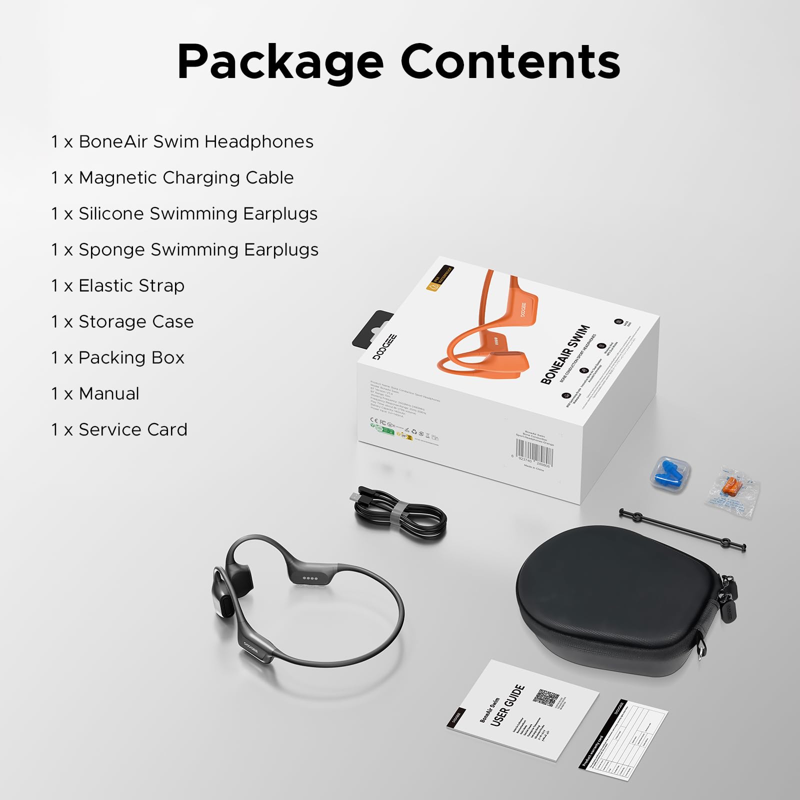 Knochenschall Kopfhörer, Open Ear Kopfhörer BT 5.4 mit 8 Std Spielzeit, IP68 wasserdichte Kopfhörer Schwimmen, Sportkopfhörer Kabellos mit MP3 64GB Speicher Ohrhörer zum Laufen(Dunkelgrau)