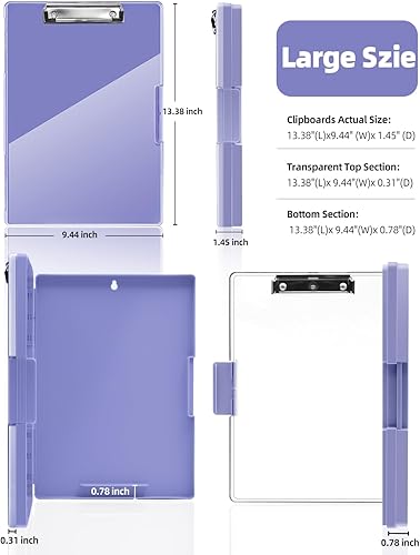 Miniatura 7 de Clearview - Portapapeles con 2 almacenamiento, borrado en seco de 8.5 x 11 pulgadas, resistente portapapeles de alta capacidad con soporte para