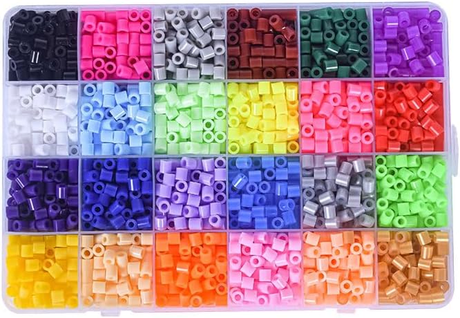 3000 pcs 5mm Beads for Kids Crafts, 30 Colors Iron Beads with 6 Pegboards