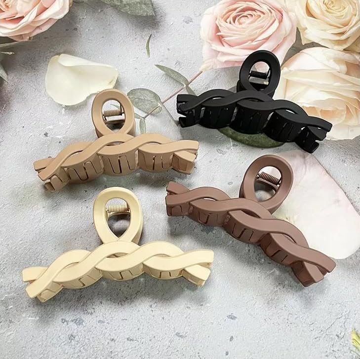 Hair Claw Clips for Women Girls –3 Pcs Big Strong Hold Clamps for Thick Thin Hair, Matte Nonslip Jaw Clips, Neutral Butterfly Claw, Styling, Hair Accessories, Ponytail Holder, Multicolor