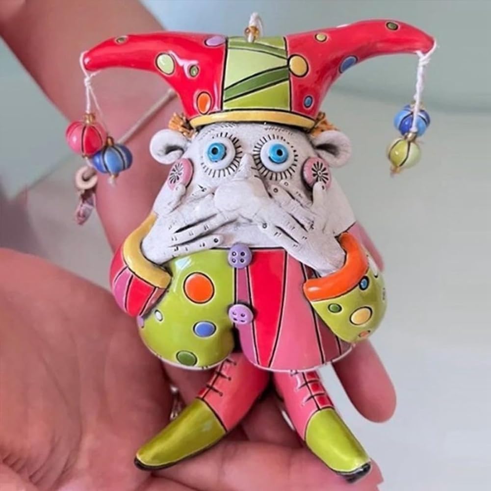 カラフルなピエロの置物 約30cm カラフルなピエロの置物 約30cm カラフルな