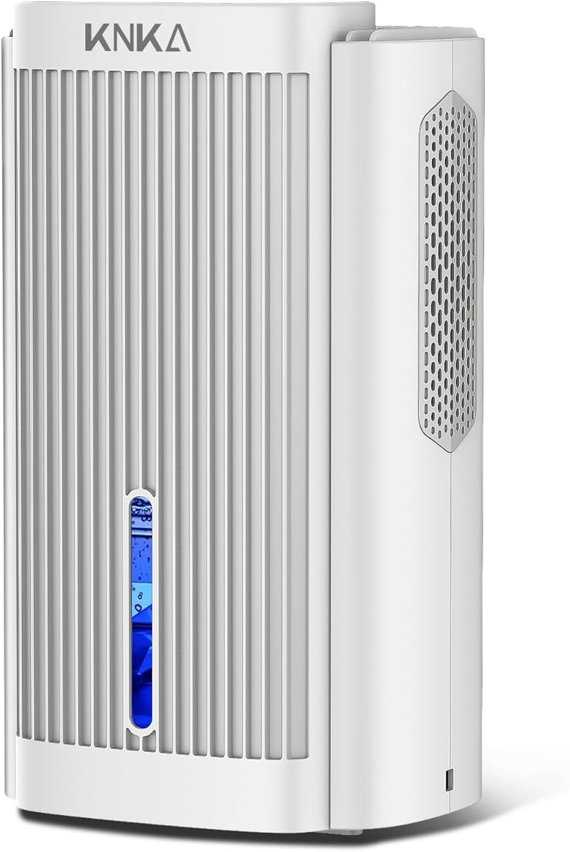 KNKA Dehumidifier,95 OZ Water Tank, (800 sq. ft) Dehumidifier for Basement, Bedroom,Bathroom, RV,Closet with Auto Shut Off, Sleep Mode,7 Colors LED Light, Dehumidifiers for Home (White）