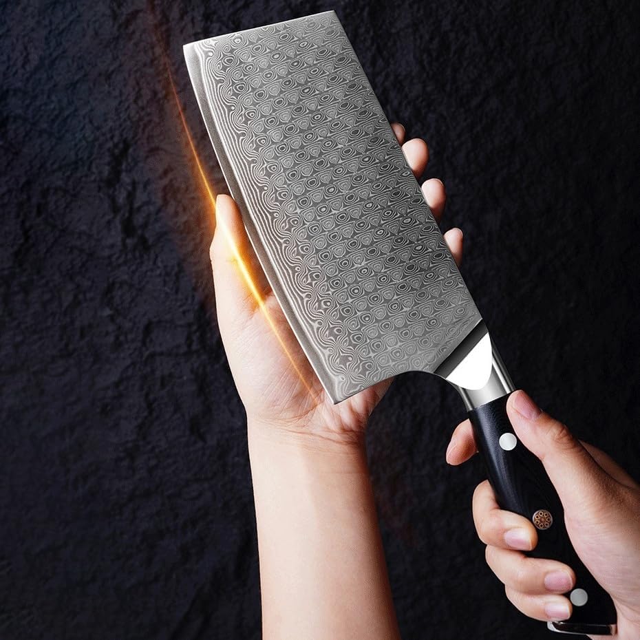 Meat Cleaver, 6.7 Inch Slicing Knife 67-layers Damascus VG10 Steel Blade G10 Handle Sharp Chef Cleaver Kitchen Knives Cutting Vegetables Meat