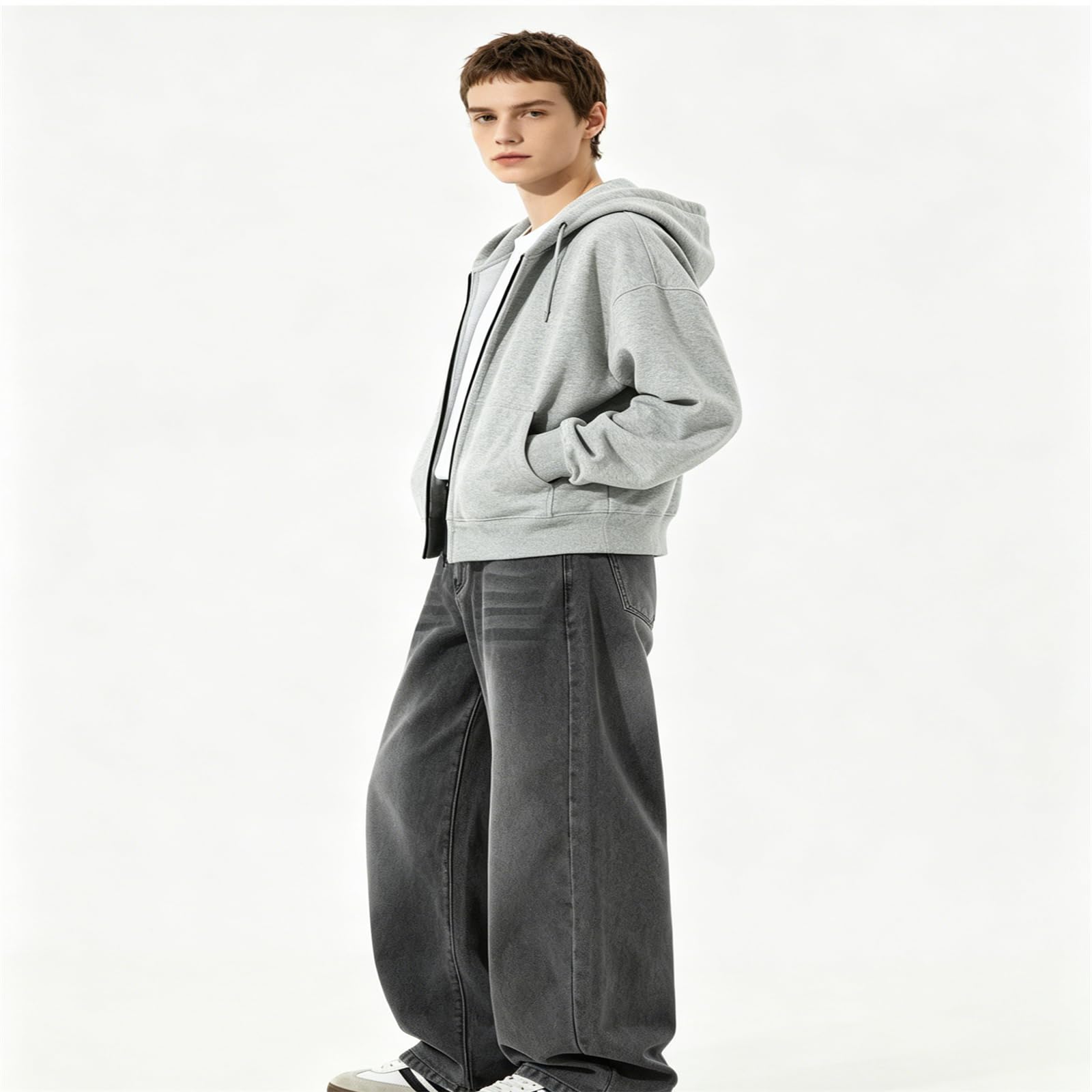 Jeans da uomo casual a gamba dritta Y2K vintage streetwear a gamba larga pantaloni in denim vestibilità comoda hip hop skater pantaloni