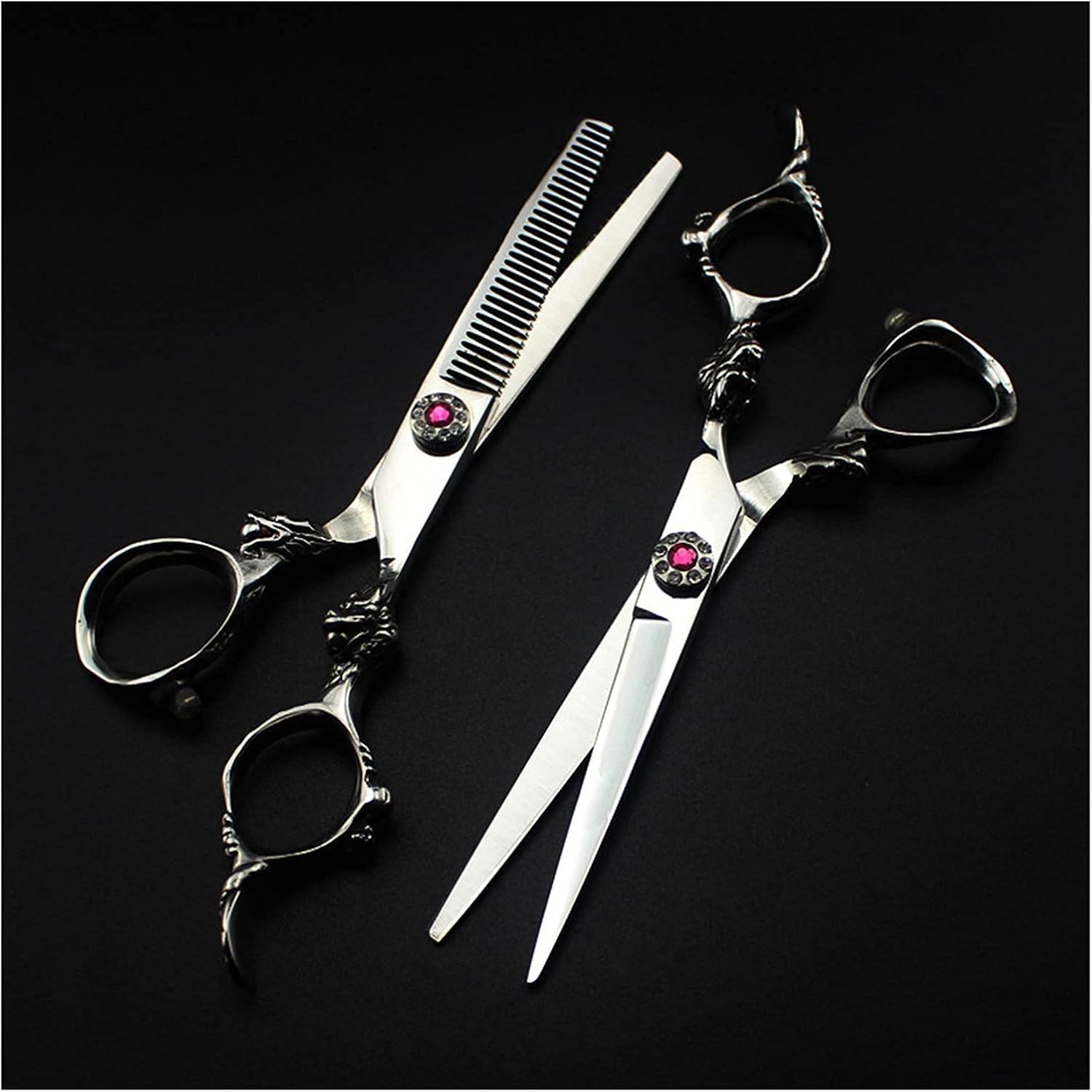 Hair Cutting Shears 6” inch Barber Scissors, Silver, Thinning, Hairdresser for Men Women/Salon/Home/Stylist（ Set)（ Color : Set)