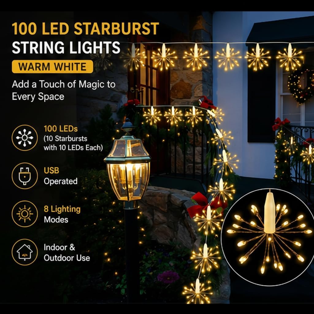 Desidiya Starburst LED String Lights - Warm White -2