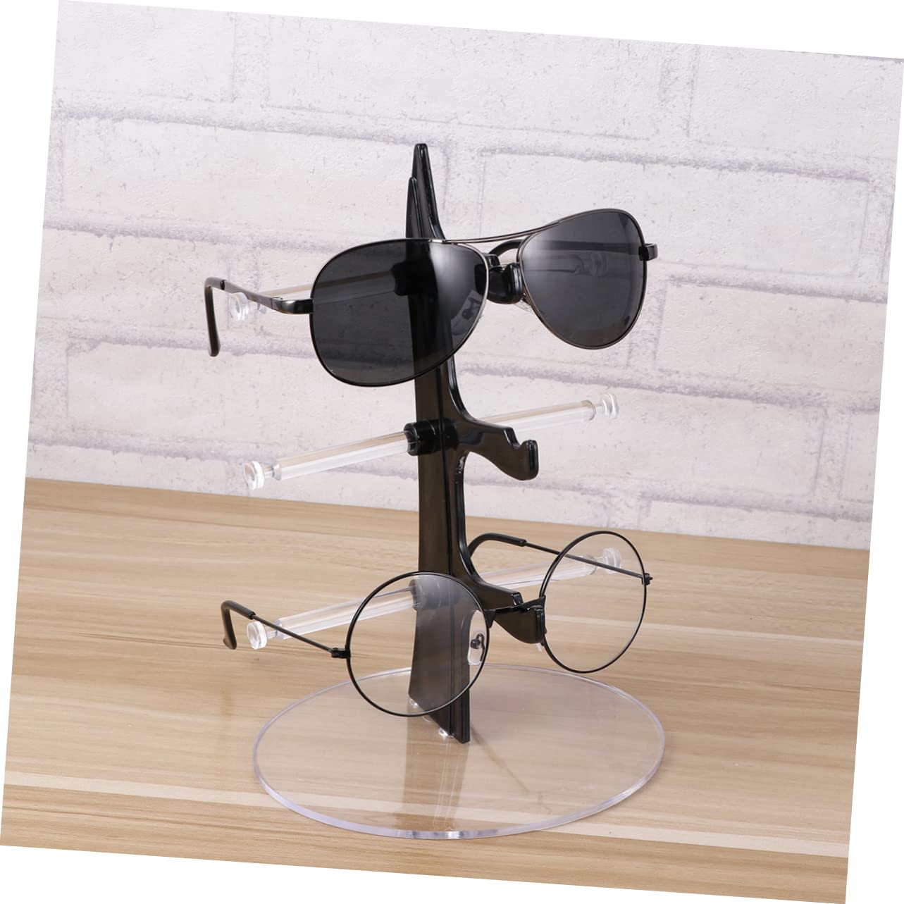 HOOTNEE Sailboat Shape Sunglasses Display Stand Layers Eyeglasses Organizer Storage Rack for Desktop Black Sunglasses Holder and Eyewear Organizer for Home and Shop