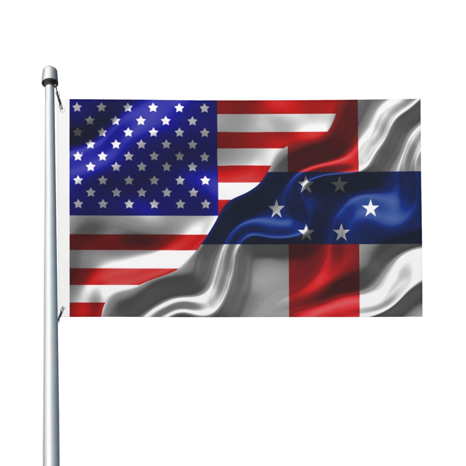 America And Netherlands Antilles Flag 3x5 Ft Flag Duplex Prints Outdoor Double Fabric Flags Outside Banner 3x5 Foot Feet Brightly Colored Outer Banner Fanti-Fading Heavy Duty And Durable