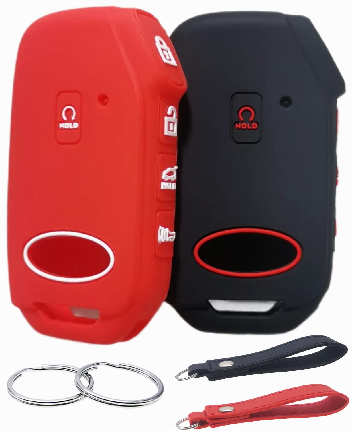 Silicone Rubber Key Fob Cover Compatible with 2022-2024 Kia Cadenza Forte Forte5 K5 NIRO Rio Seltos Sorento Soul Sportage Stinger Telluride (Black Red)