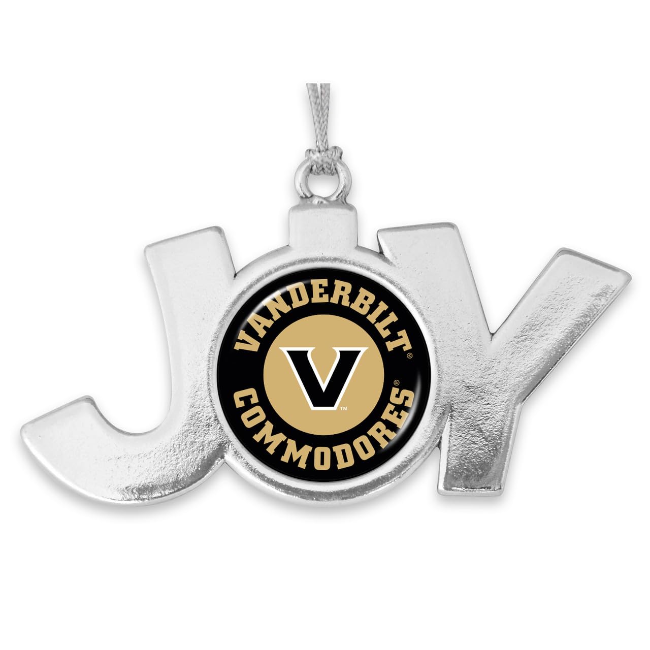 Vanderbilt Commodores Round Circle Team Logo Joy Silver Metal Christmas Ornament Gift Tree Decoration