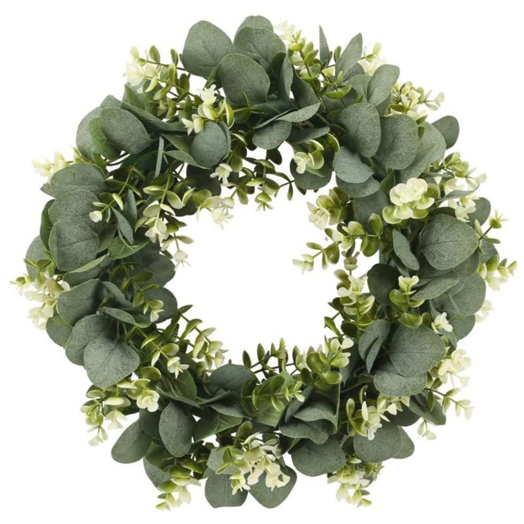 Couronne d'eucalyptus artificielle pour decoration de porte d'entree et mur de paques