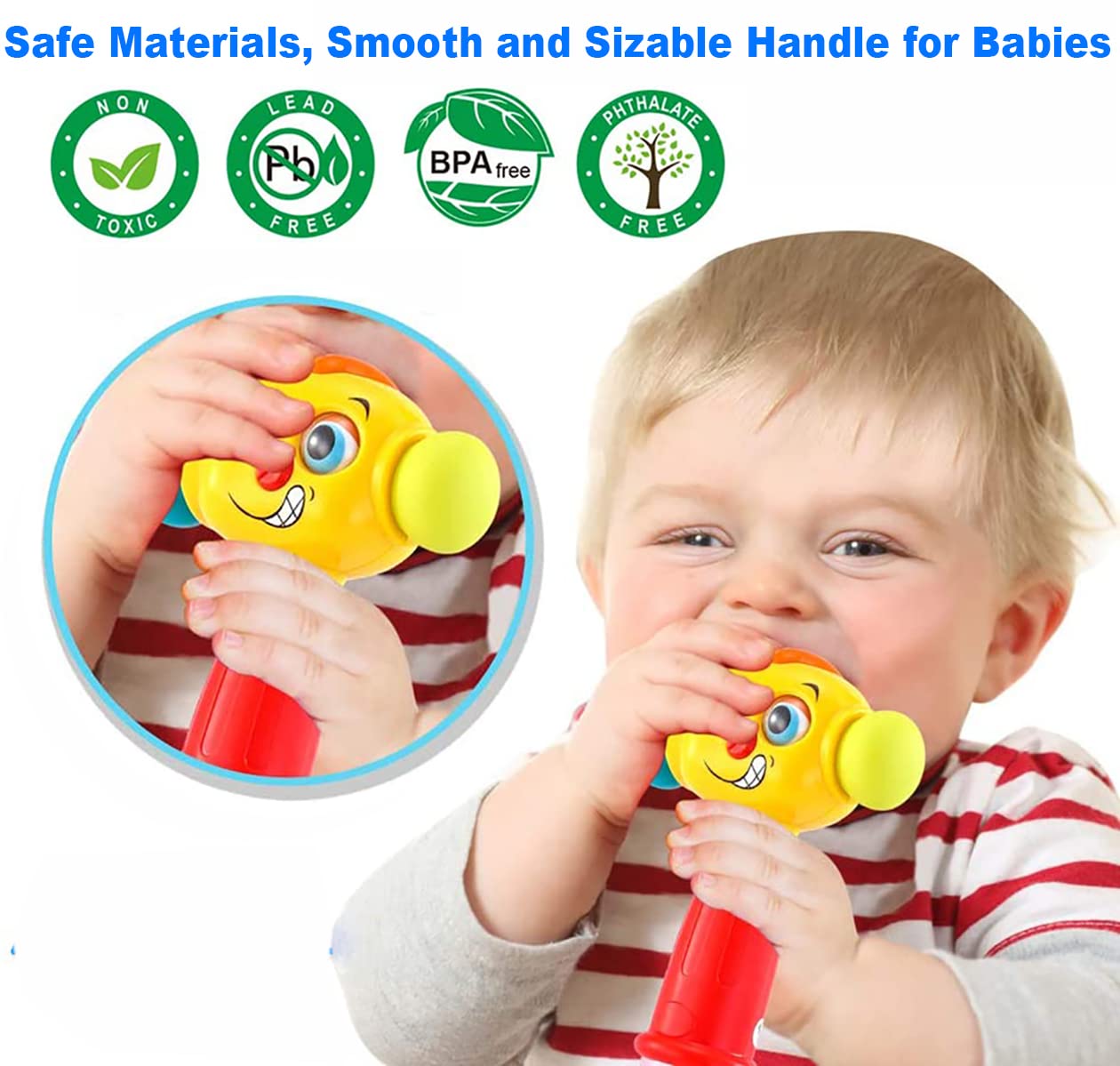 HOLA Martillo Musical Con Luces Y Sonidos – Juguete Educativo Y Seguro Para Bebés De 1 A 3 Años