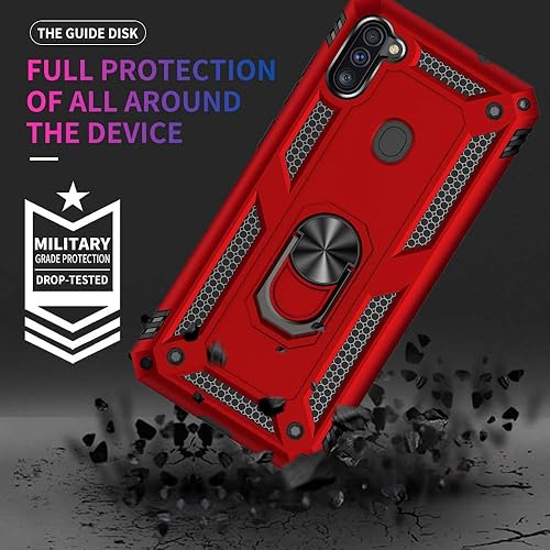 Miniatura 2 de Funda para teléfono Galaxy A11, Samsung A11 con protector de pantalla, fundas protectoras de grado militar con anillo para Samsung Galaxy A11 (rojo)