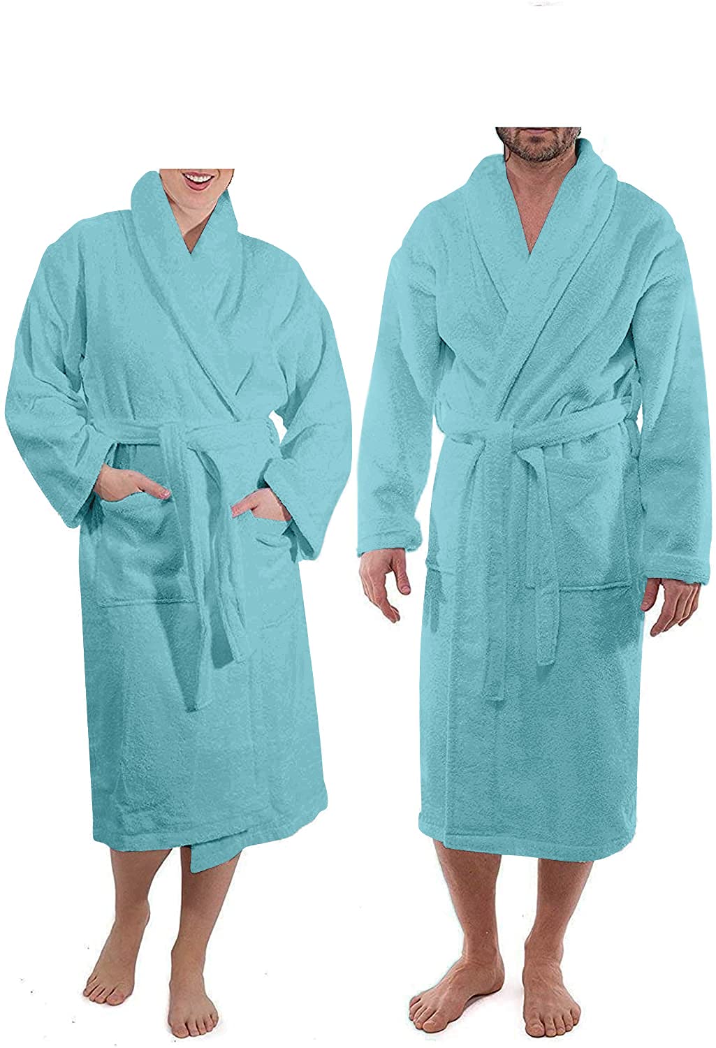 Black Towelling Robe One Size Fit All 100% Cotton Terry Towel Men and Women Bathrobe Dressing Gown Bath for Gym Shower Spa Hotel Robe Holiday