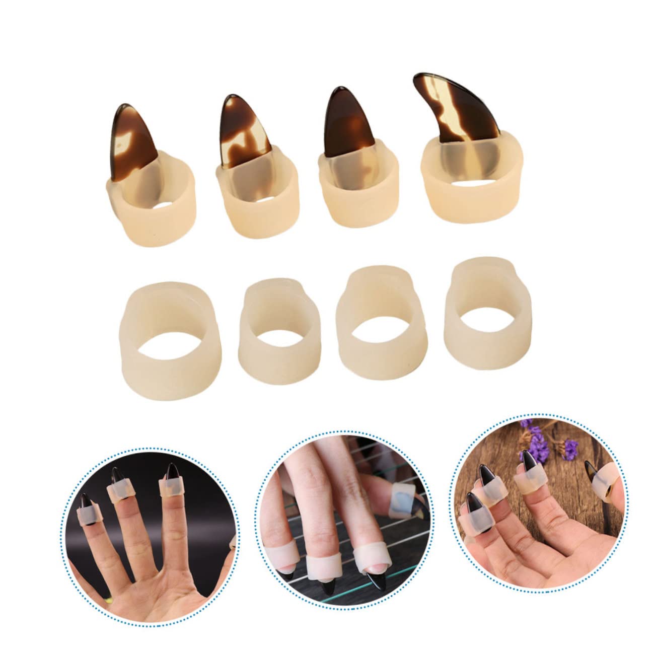 Toyvian 5st Guzheng Nagelset Fingerpicks Aus Metall Plektren Für E-gitarren Daumenpicks Aus Silikon Fingerpicks Aus Silikon Ukulelenpickel Gitarrenpicks Plektrum China Kieselgel Klein Kind