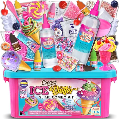 Gift Butter Slime Kit for Girls 10-12, FunKidz Ice Cream Soft Slime Making Kit Ages 8-12 Kids Slime Toys Ideal Birthday Party Present