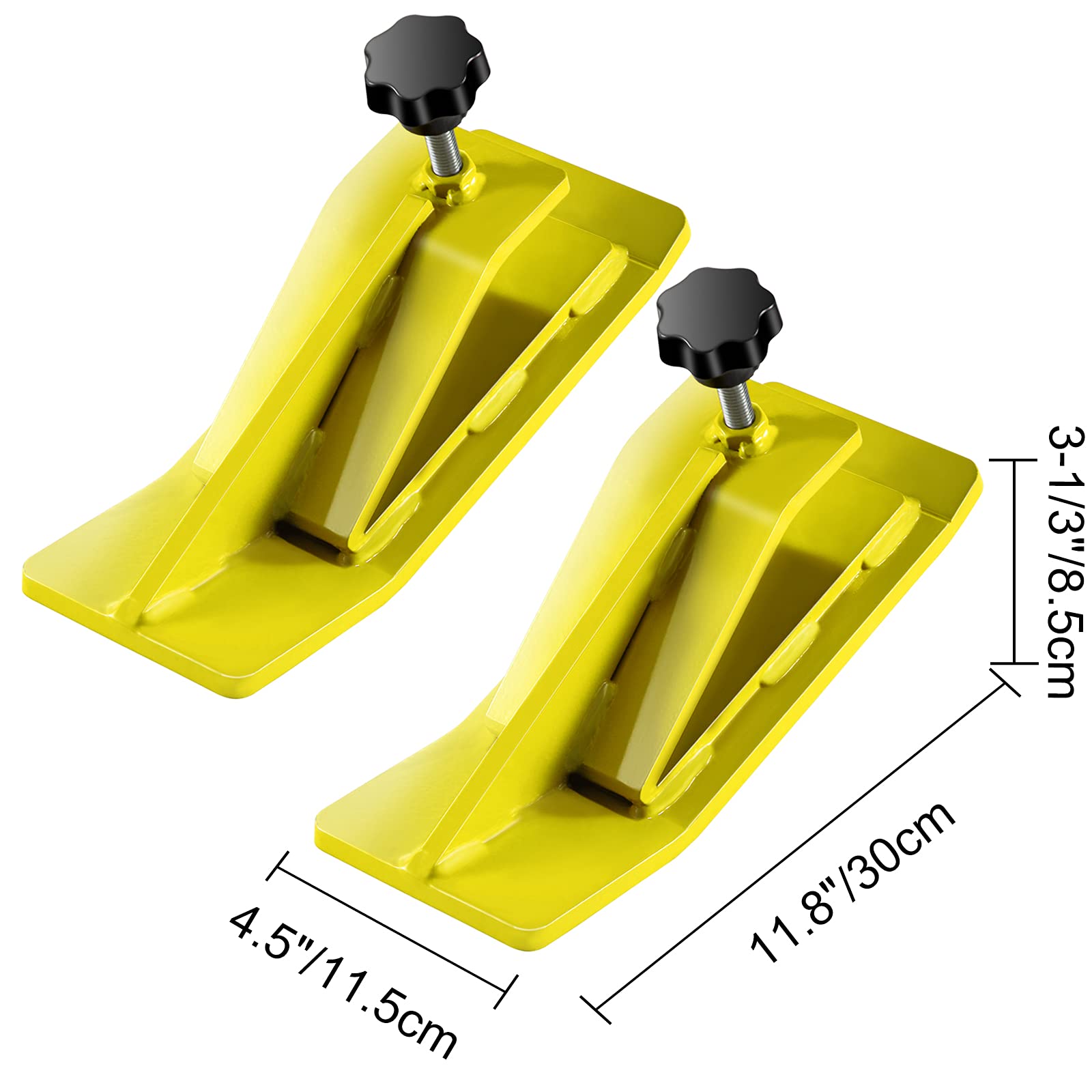 VEVOR Tractor Bucket Protector, 2pcs Ski Edge Protector, 12" Long Turf Tamer Skid Protector, 4" Width, Heavy Duty Steel Bucket Attachment for Snow Leaves Removal, Spreading Gravel, Yellow