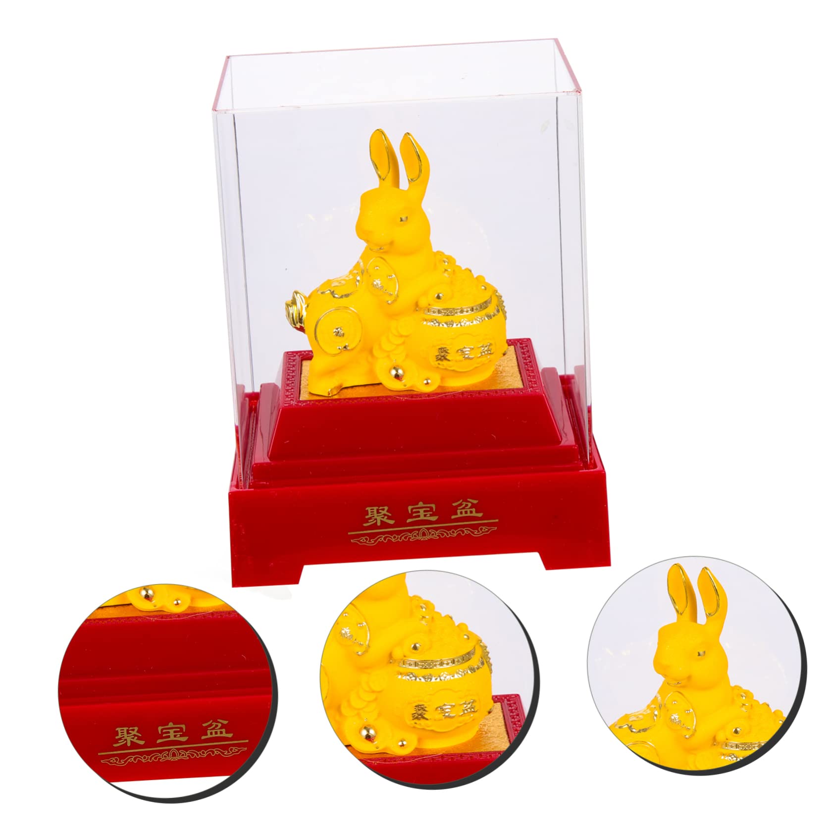 Cabilock 2 Pièces Ornement de Lapin d'or Jouets de Bureau Figurine Lapin doré bureautique Accessoires Home Decor décor Figurine de Lapin pour la Maison Parure de Lapin de Table résine