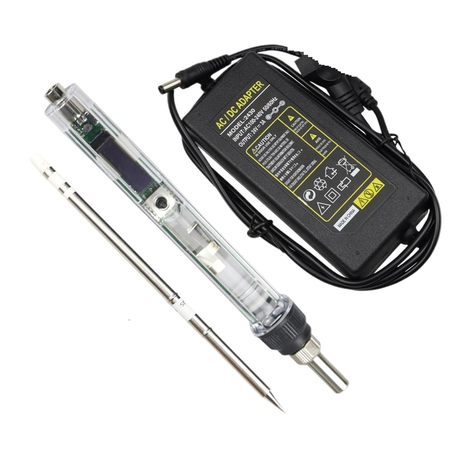 Zestaw Lutownicy Elektrycznej DC 12-24V 72W Regulowana Temperatura Mini Cyfrowa Stacja Lutownicza OLED Narzędzia Najlepszy Prezent(T12-BL Kit)
